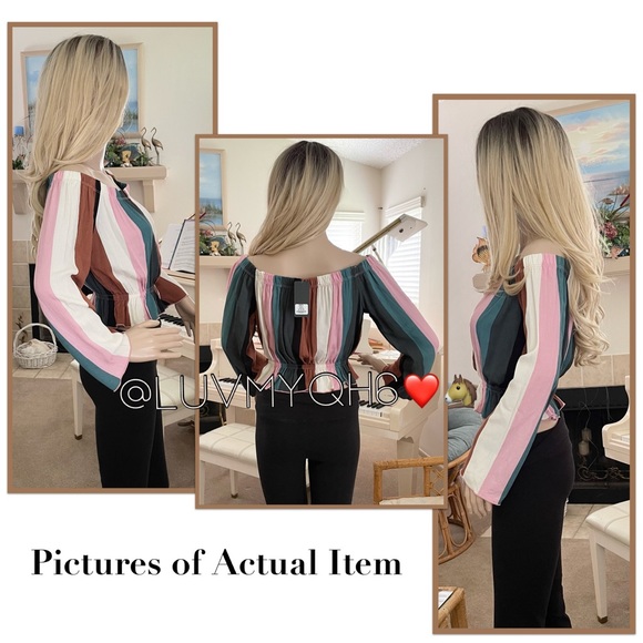 VIVACE Multicolor Off The Shoulder Crop Top - Picture 2 of 2